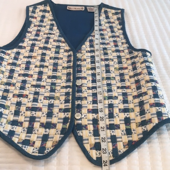 Rare Vintage Cottagecore Quilted Woven Denim Vest - Picture 13 of 14